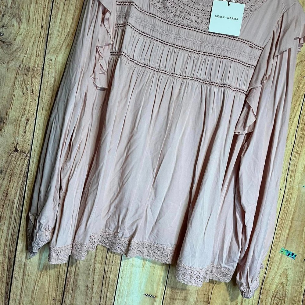 Grace & Karma Light Pink Women's Blouse - Picture 3 of 5